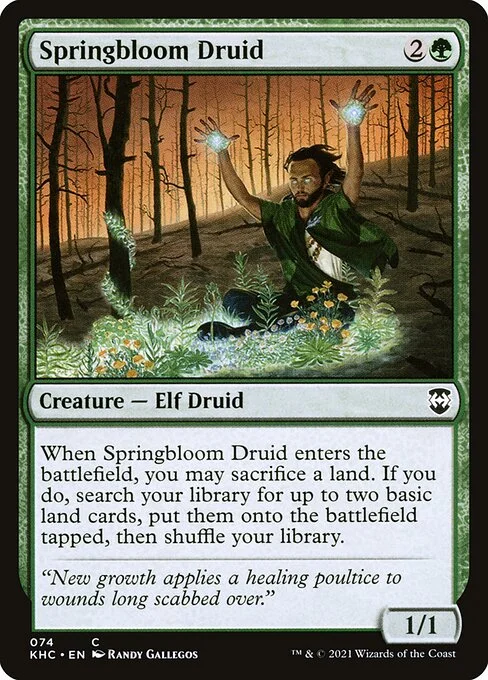 Springbloom Druid, carta Magic di tipo Creature — Elf Druid illustrata da Randy Gallegos