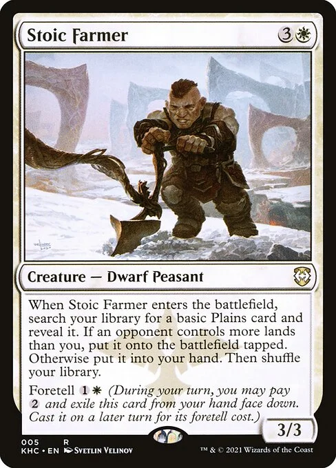 Stoic Farmer, carta Magic di tipo Creature — Dwarf Peasant illustrata da Svetlin Velinov