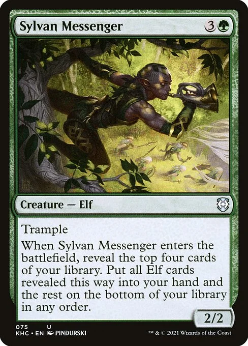 Sylvan Messenger, carta Magic di tipo Creature — Elf illustrata da PINDURSKI