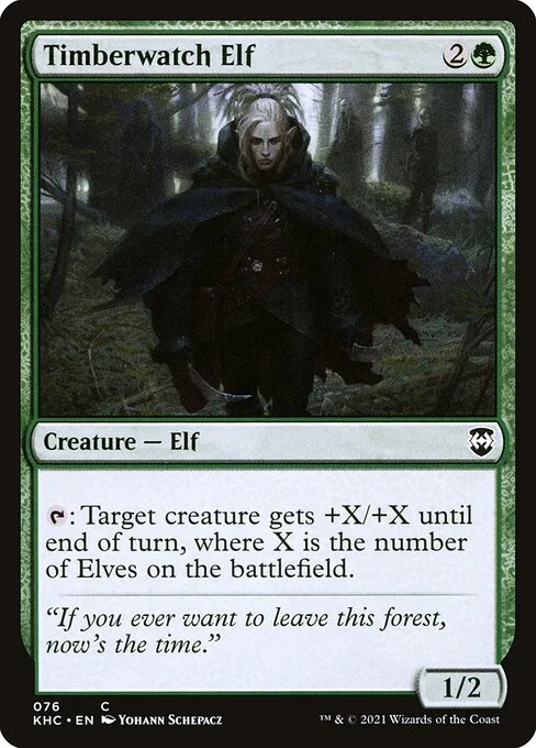 Timberwatch Elf, carta Magic di tipo Creature — Elf illustrata da Yohann Schepacz