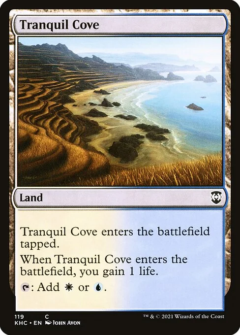 Tranquil Cove, carta Magic di tipo Land illustrata da John Avon