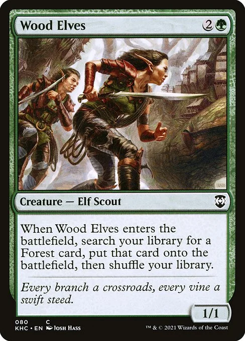 Wood Elves, carta Magic di tipo Creature — Elf Scout illustrata da Josh Hass