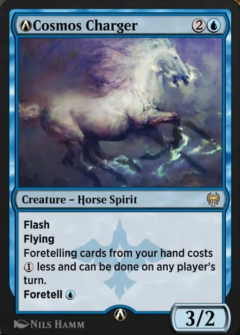 A-Cosmos Charger, carta Magic di tipo Creature — Horse Spirit illustrata da Nils Hamm