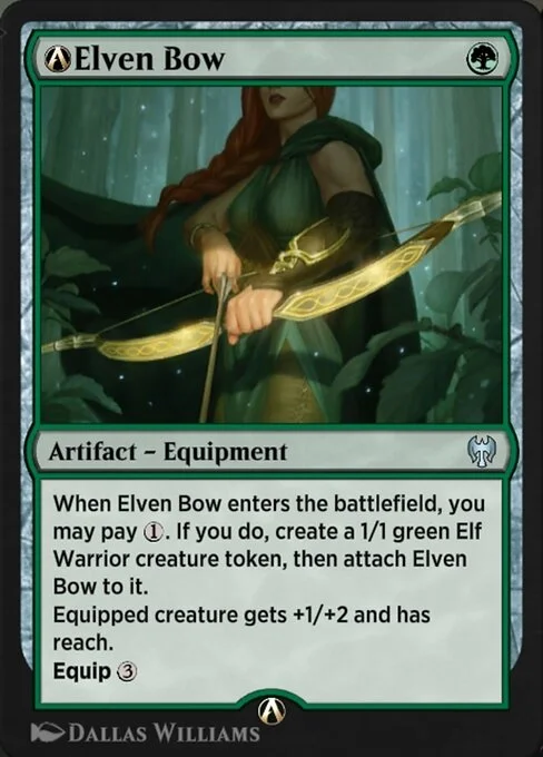 A-Elven Bow, carta Magic di tipo Artifact — Equipment illustrata da Dallas Williams