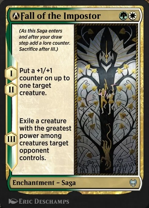 A-Fall of the Impostor, carta Magic di tipo Enchantment — Saga illustrata da Eric Deschamps