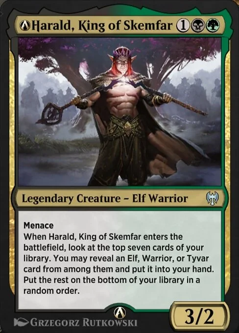 A-Harald, King of Skemfar, carta Magic di tipo Legendary Creature — Elf Warrior illustrata da Grzegorz Rutkowski