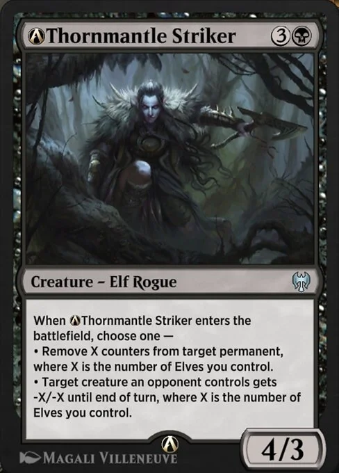 A-Thornmantle Striker, carta Magic di tipo Creature — Elf Rogue illustrata da Magali Villeneuve