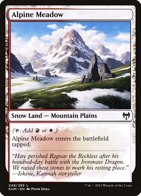 Alpine Meadow, carta Magic di tipo Snow Land — Mountain Plains illustrata da Piotr Dura