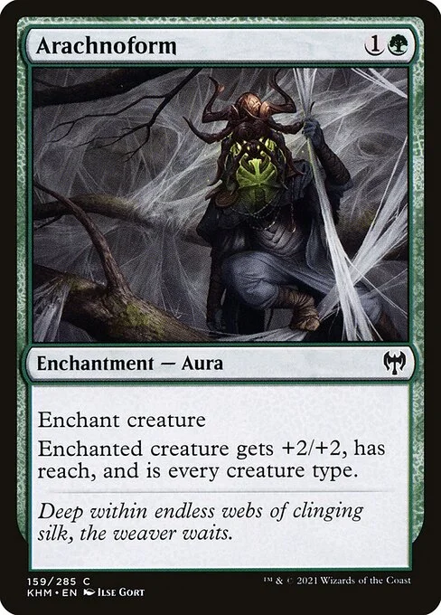Arachnoform, carta Magic di tipo Enchantment — Aura illustrata da Ilse Gort
