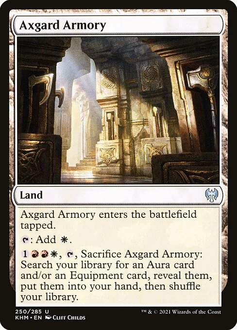 Axgard Armory, carta Magic di tipo Land illustrata da Cliff Childs