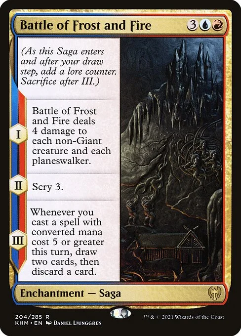 Battle of Frost and Fire, carta Magic di tipo Enchantment — Saga illustrata da Daniel Ljunggren