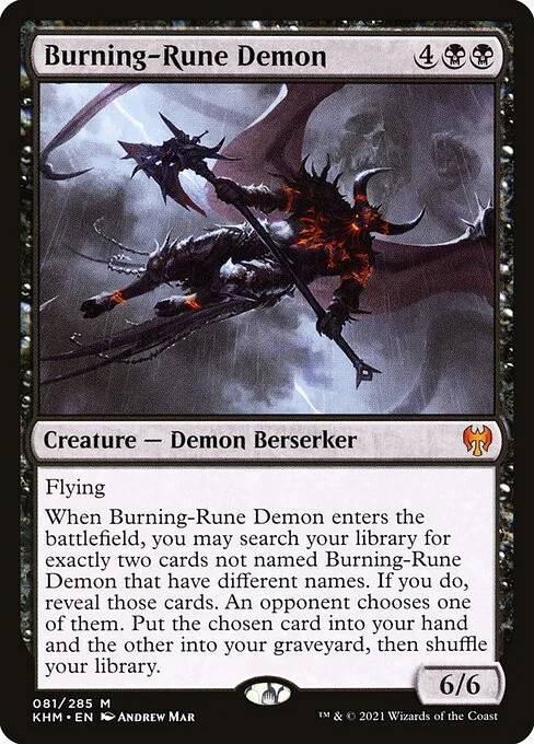Burning-Rune Demon, carta Magic di tipo Creature — Demon Berserker illustrata da Andrew Mar