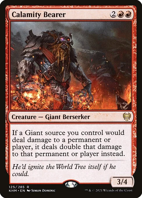 Calamity Bearer, carta Magic di tipo Creature — Giant Berserker illustrata da Simon Dominic