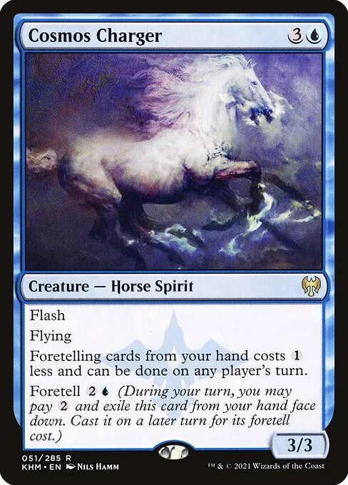 Cosmos Charger, carta Magic di tipo Creature — Horse Spirit illustrata da Nils Hamm