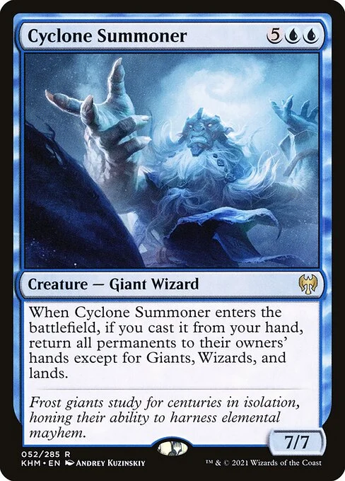 Cyclone Summoner, carta Magic di tipo Creature — Giant Wizard illustrata da Andrey Kuzinskiy