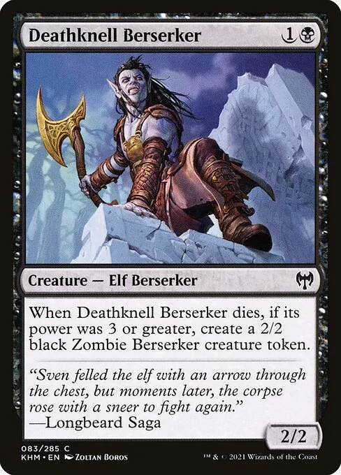 Deathknell Berserker, carta Magic di tipo Creature — Elf Berserker illustrata da Zoltan Boros