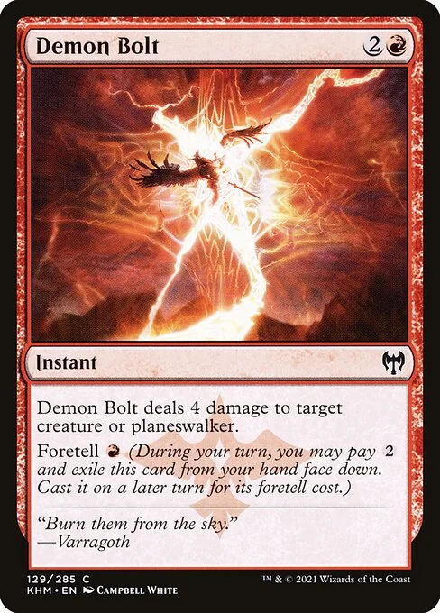 Demon Bolt, carta Magic di tipo Instant illustrata da Campbell White