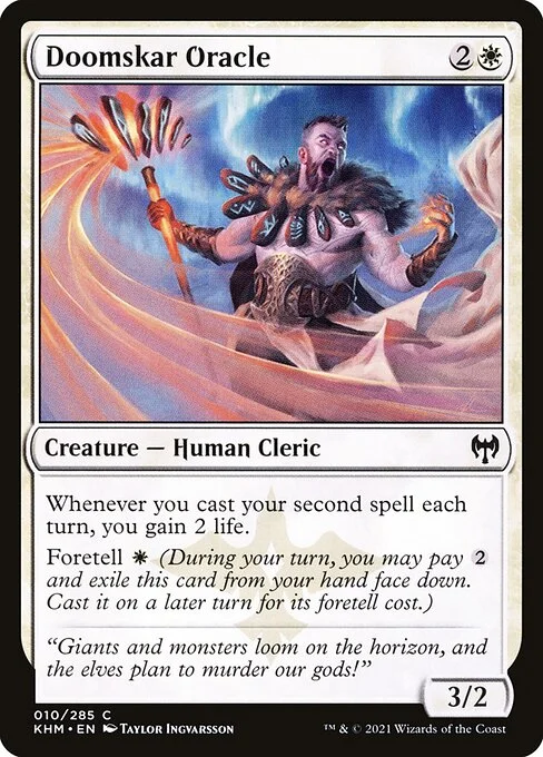 Doomskar Oracle, carta Magic di tipo Creature — Human Cleric illustrata da Taylor Ingvarsson