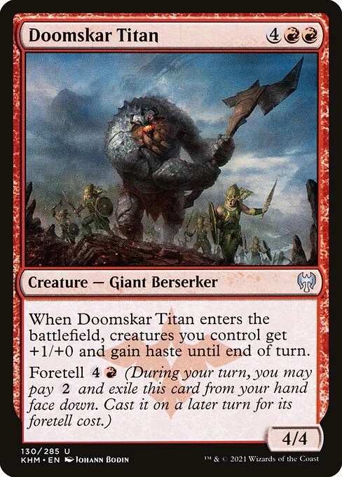 Doomskar Titan, carta Magic di tipo Creature — Giant Berserker illustrata da Johann Bodin