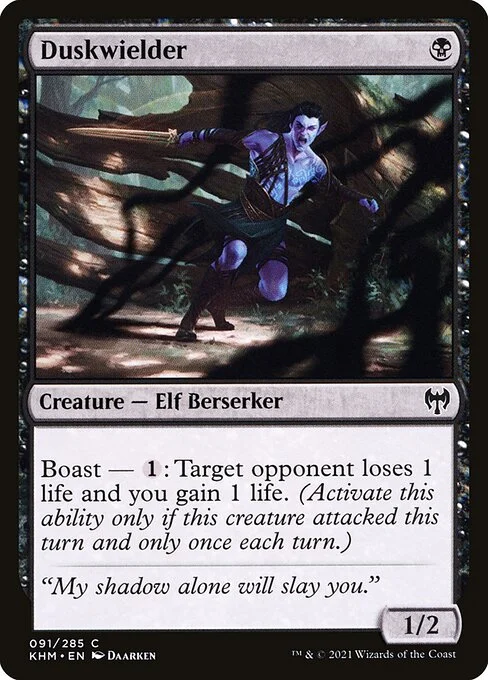 Duskwielder, carta Magic di tipo Creature — Elf Berserker illustrata da Daarken