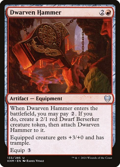 Dwarven Hammer, carta Magic di tipo Artifact — Equipment illustrata da Raoul Vitale