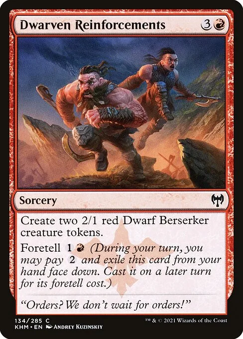 Dwarven Reinforcements, carta Magic di tipo Sorcery illustrata da Andrey Kuzinskiy