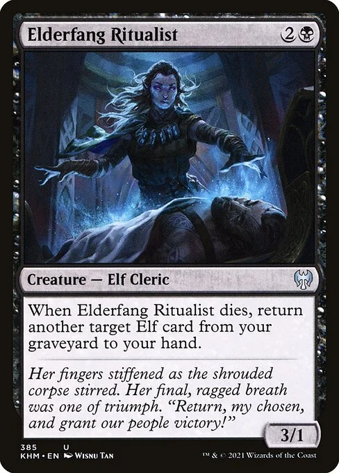 Elderfang Ritualist, carta Magic di tipo Creature — Elf Cleric illustrata da Wisnu Tan