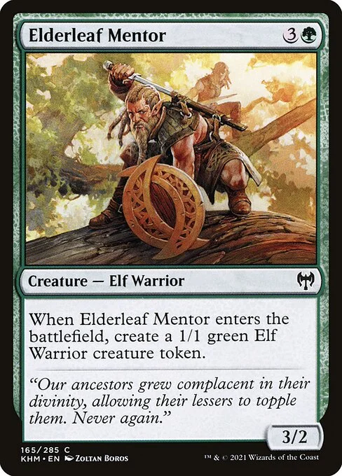 Elderleaf Mentor, carta Magic di tipo Creature — Elf Warrior illustrata da Zoltan Boros