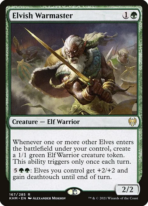 Elvish Warmaster, carta Magic di tipo Creature — Elf Warrior illustrata da Alexander Mokhov