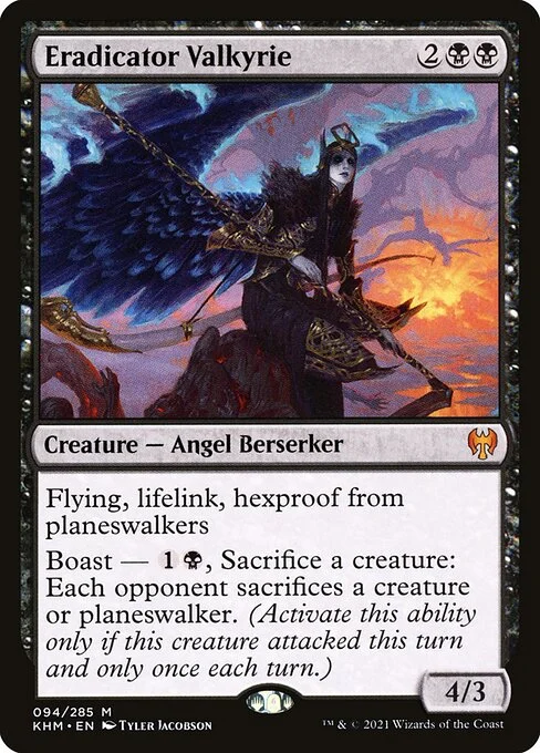 Eradicator Valkyrie, carta Magic di tipo Creature — Angel Berserker illustrata da Tyler Jacobson