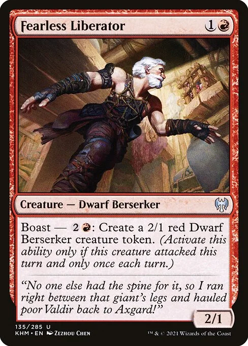 Fearless Liberator, carta Magic di tipo Creature — Dwarf Berserker illustrata da Zezhou Chen