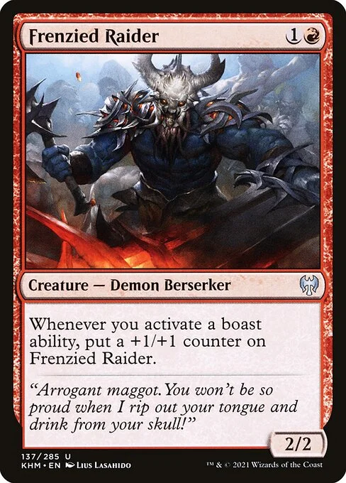 Frenzied Raider, carta Magic di tipo Creature — Demon Berserker illustrata da Lius Lasahido