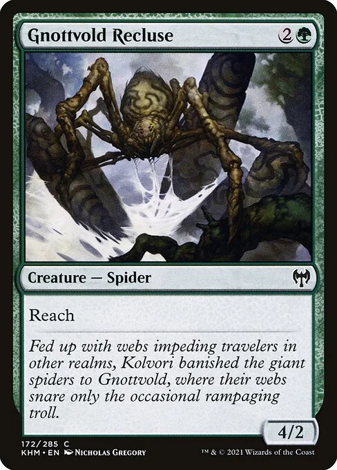 Gnottvold Recluse, carta Magic di tipo Creature — Spider illustrata da Nicholas Gregory