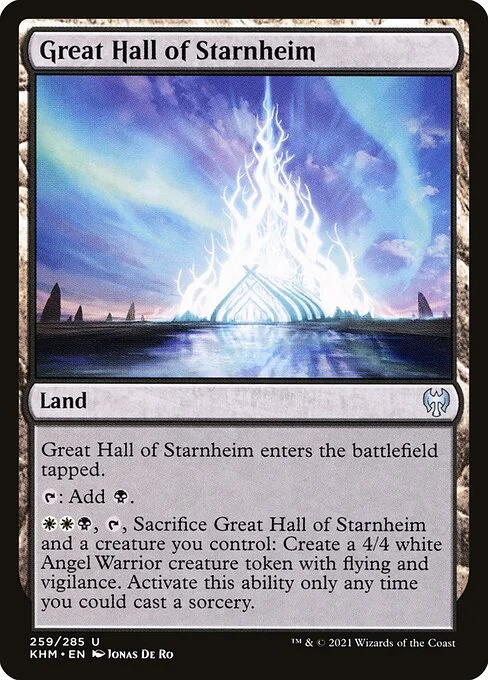 Great Hall of Starnheim, carta Magic di tipo Land illustrata da Jonas De Ro