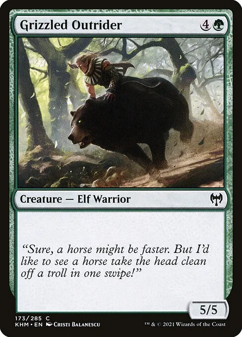 Grizzled Outrider, carta Magic di tipo Creature — Elf Warrior illustrata da Cristi Balanescu