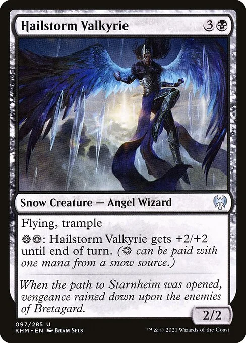 Hailstorm Valkyrie, carta Magic di tipo Snow Creature — Angel Wizard illustrata da Bram Sels