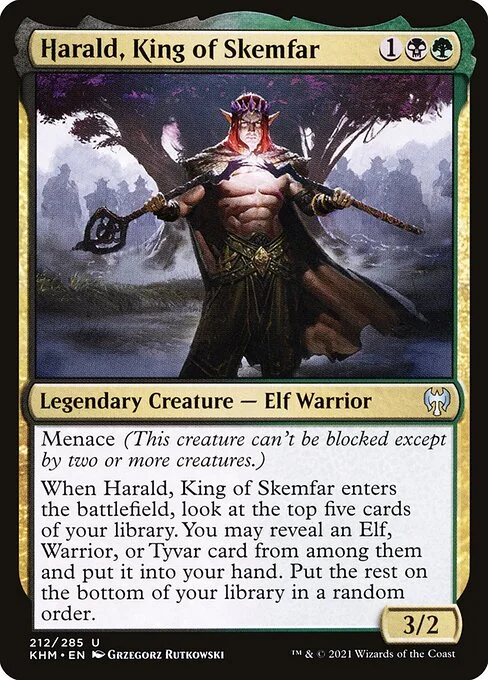 Harald, King of Skemfar, carta Magic di tipo Legendary Creature — Elf Warrior illustrata da Grzegorz Rutkowski