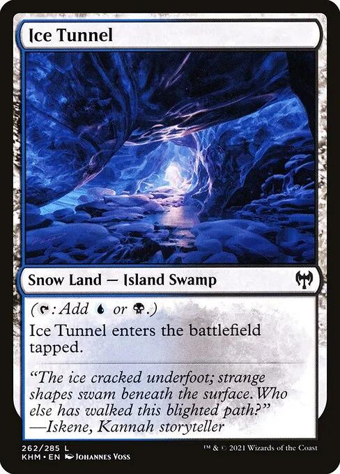 Ice Tunnel, carta Magic di tipo Snow Land — Island Swamp illustrata da Johannes Voss