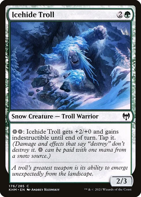 Icehide Troll, carta Magic di tipo Snow Creature — Troll Warrior illustrata da Andrey Kuzinskiy
