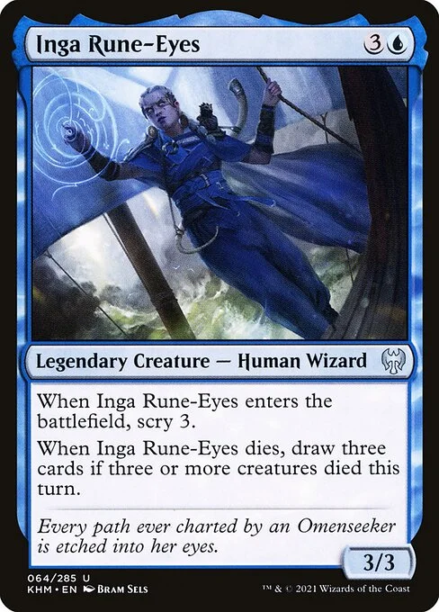 Inga Rune-Eyes, carta Magic di tipo Legendary Creature — Human Wizard illustrata da Bram Sels