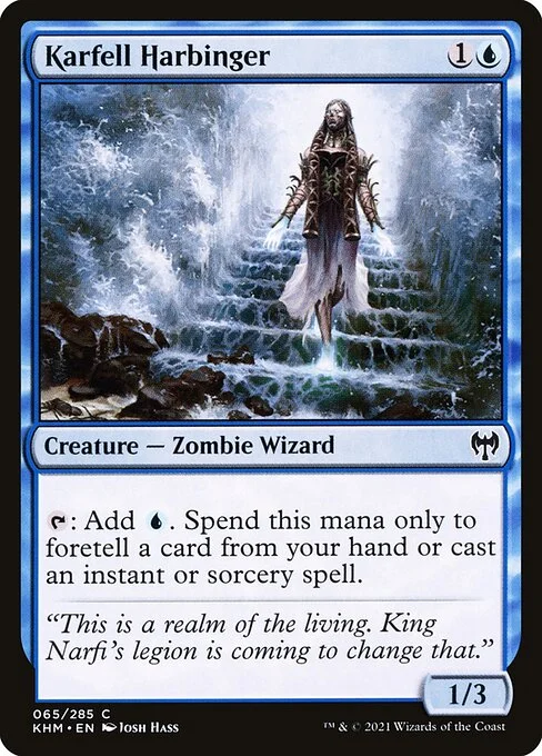 Karfell Harbinger, carta Magic di tipo Creature — Zombie Wizard illustrata da Josh Hass
