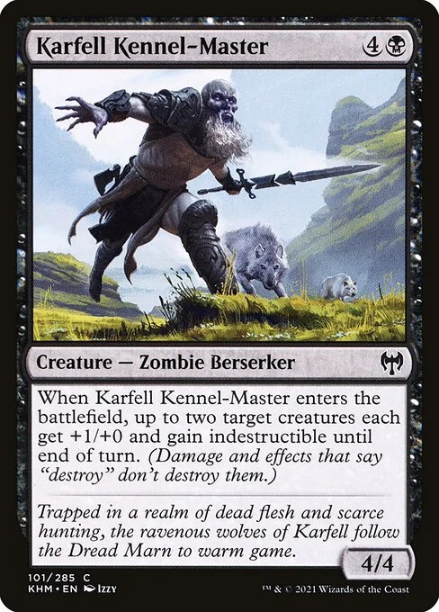 Karfell Kennel-Master, carta Magic di tipo Creature — Zombie Berserker illustrata da Izzy