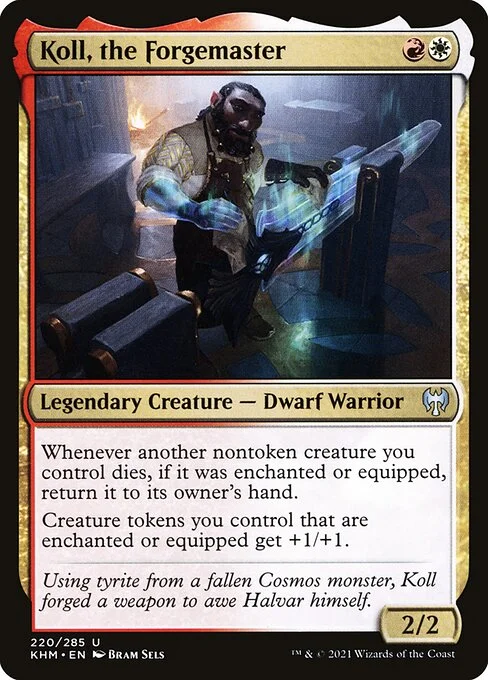 Koll, the Forgemaster, carta Magic di tipo Legendary Creature — Dwarf Warrior illustrata da Bram Sels