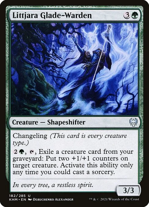 Littjara Glade-Warden, carta Magic di tipo Creature — Shapeshifter illustrata da Deruchenko Alexander
