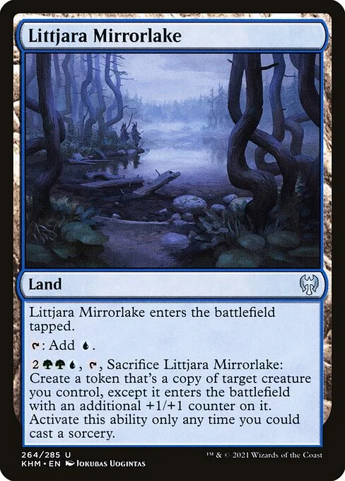 Littjara Mirrorlake, carta Magic di tipo Land illustrata da Jokubas Uogintas