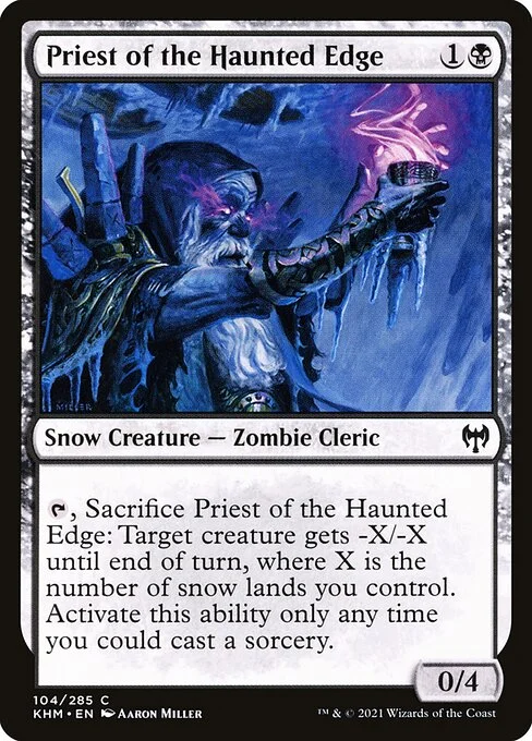 Priest of the Haunted Edge, carta Magic di tipo Snow Creature — Zombie Cleric illustrata da Aaron Miller