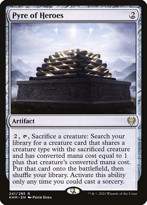 Pyre of Heroes, carta Magic di tipo Artifact illustrata da Piotr Dura