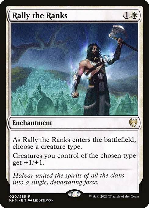 Rally the Ranks, carta Magic di tipo Enchantment illustrata da Lie Setiawan