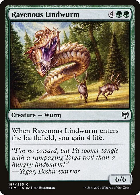 Ravenous Lindwurm, carta Magic di tipo Creature — Wurm illustrata da Filip Burburan