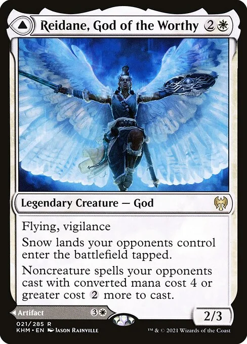 Reidane, God of the Worthy // Valkmira, Protector's Shield, carta Magic di tipo Legendary Creature — God // Legendary Artifact illustrata da Jason Rainville